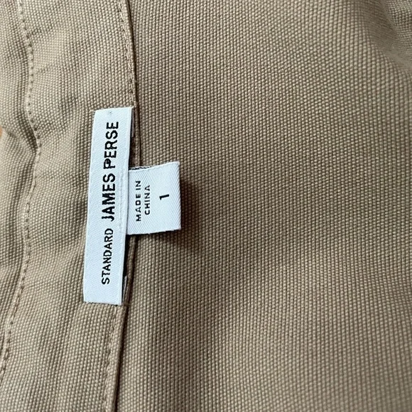 James Perse jacket long sleeve moto jacket cotton blend tan khaki womens small